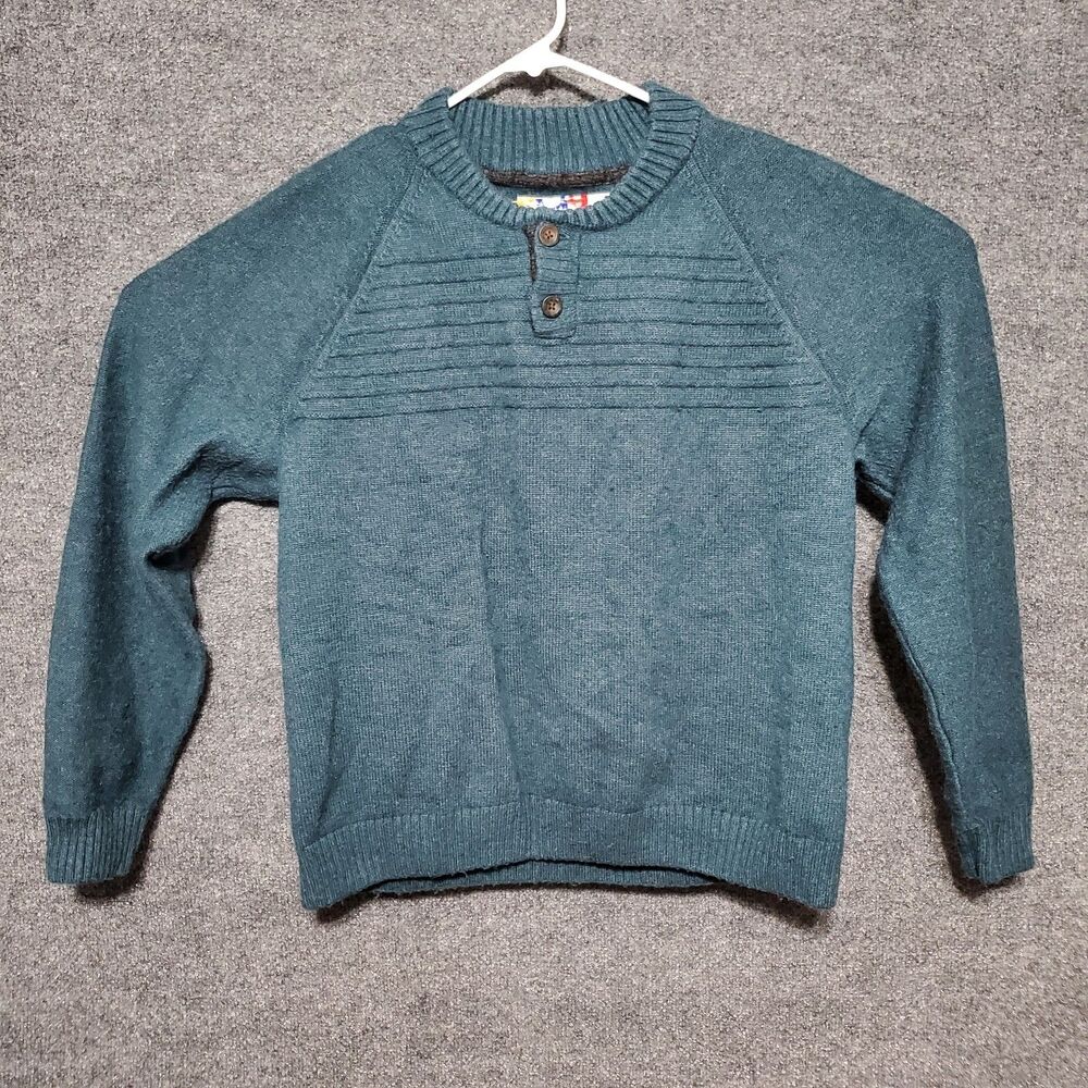 Duluth Sweater Mens XL Blue Wool Be Back Henley Ribbed Raglan Sleeves Mountain